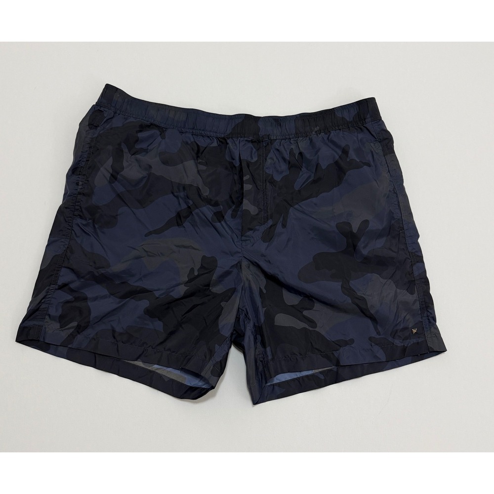 Valentino Mens Camo Swim Trunks Navy Size 50